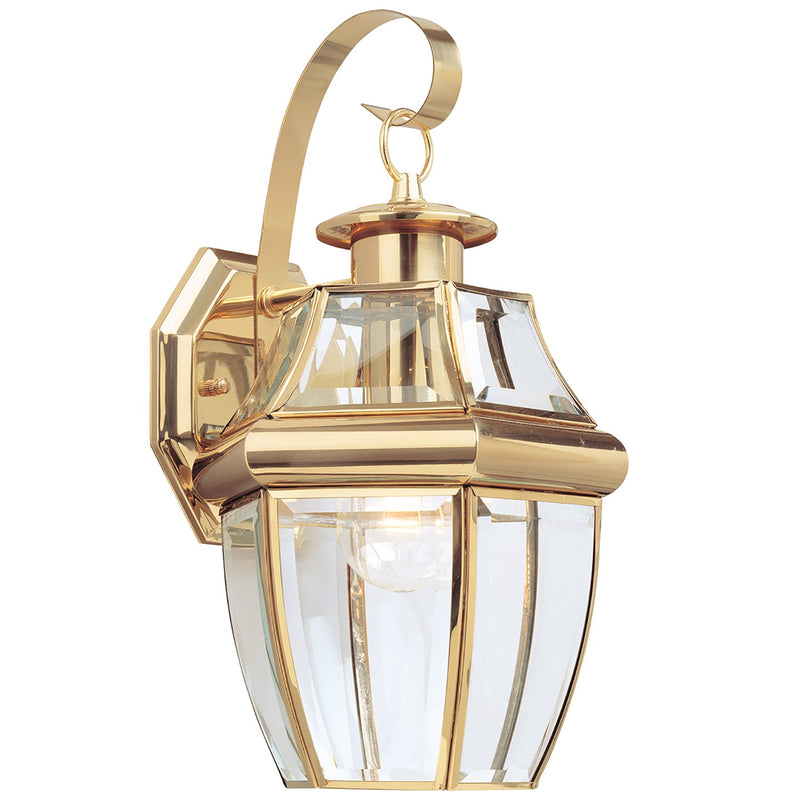 Generation Lighting 8067-02 Lancaster One Light Outdoor Wall Lantern, Polished Brass Main Image.jpg