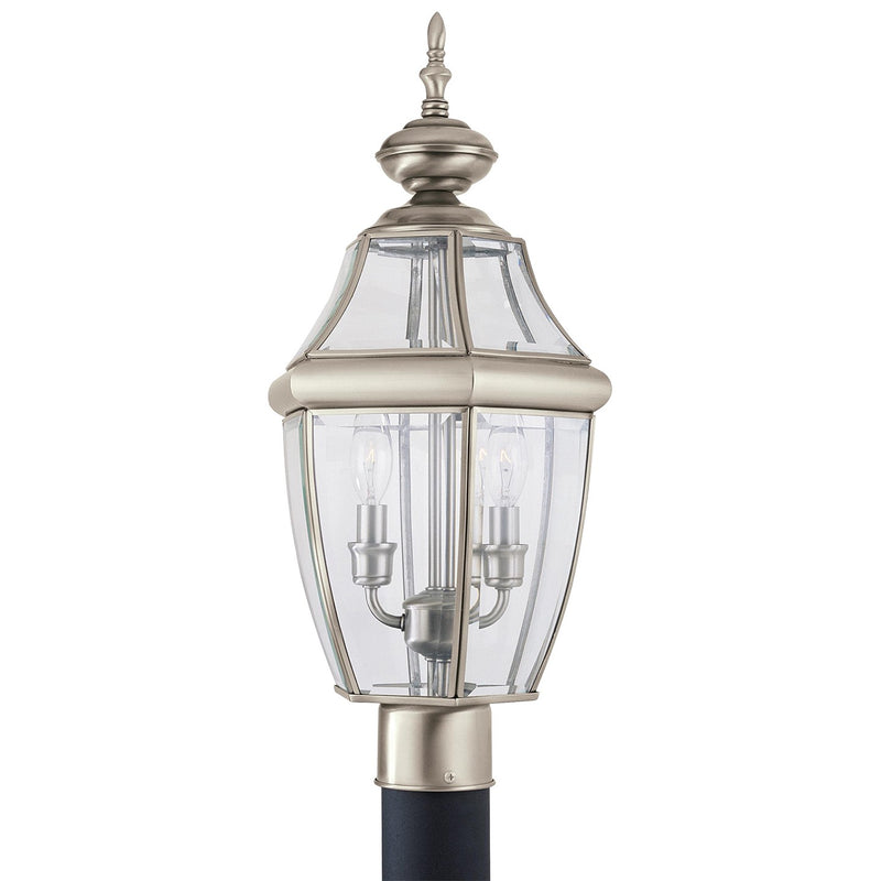 Generation Lighting 8229-965 Lancaster Two Light Outdoor Post Lantern, Antique Brushed Nickel Main Image.jpg