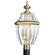 Generation Lighting 8239-02 Lancaster Three Light Outdoor Post Lantern, Polished Brass Main Image.jpg