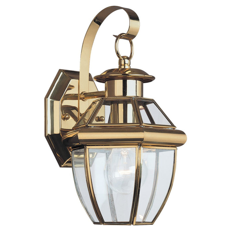 Generation Lighting 8037-02 Lancaster One Light Outdoor Wall Lantern, Polished Brass Main Image.jpg