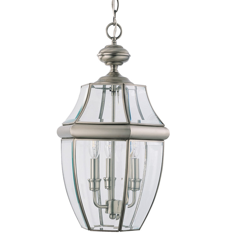 Generation Lighting 6039-965 Lancaster Three Light Outdoor Pendant, Antique Brushed Nickel Main Image.jpg