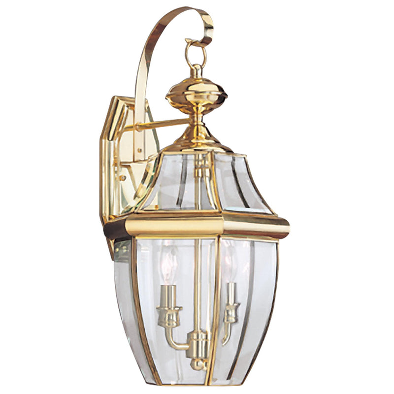 Generation Lighting 8039-02 Lancaster Two Light Outdoor Wall Lantern, Polished Brass Main Image.jpg