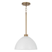 Capital Lighting 352011AW Ross One Light Pendant, Aged Brass and White Main Image.jpg