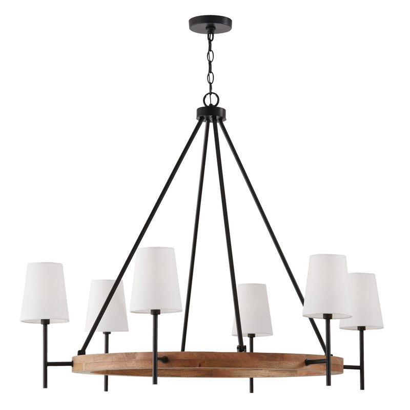 Capital Lighting 450861WK-709 Jonah Six Light Chandelier, Light Wood and Matte Black Main Image.jpg