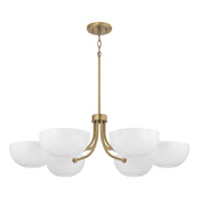 Capital Lighting 451461AW Reece Six Light Chandelier, Aged Brass and White Main Image.jpg