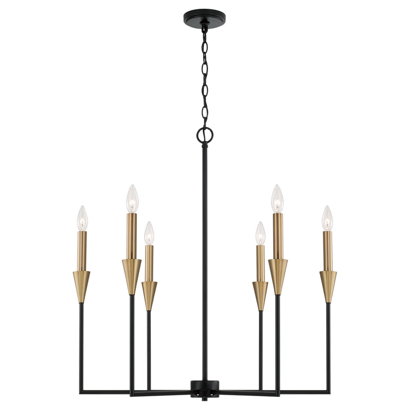 Capital Lighting 451961AB Avant Six Light Chandelier, Aged Brass and Black Main Image.jpg