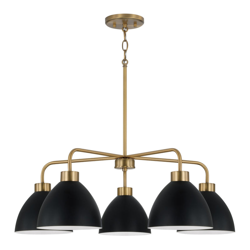 Capital Lighting 452051AB Ross Five Light Chandelier, Aged Brass and Black Main Image.jpg
