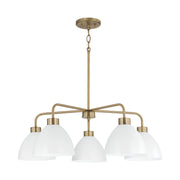 Capital Lighting 452051AW Ross Five Light Chandelier, Aged Brass and White Main Image.jpg
