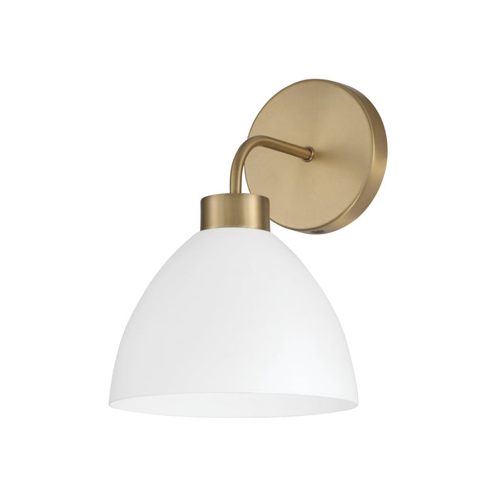 Capital Lighting 652011AW Ross One Light Wall Sconce, Aged Brass and White Main Image.jpg