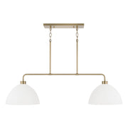 Capital Lighting 852021AW Ross Two Light Island Pendant, Aged Brass and White Main Image.jpg