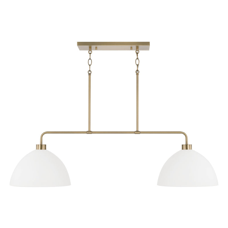 Capital Lighting 852021AW Ross Two Light Island Pendant, Aged Brass and White Main Image.jpg