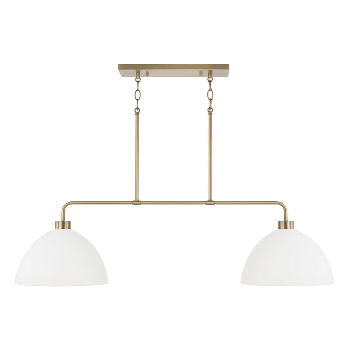 Capital Lighting 852021AW Ross Two Light Island Pendant, Aged Brass and White Main Image.jpg