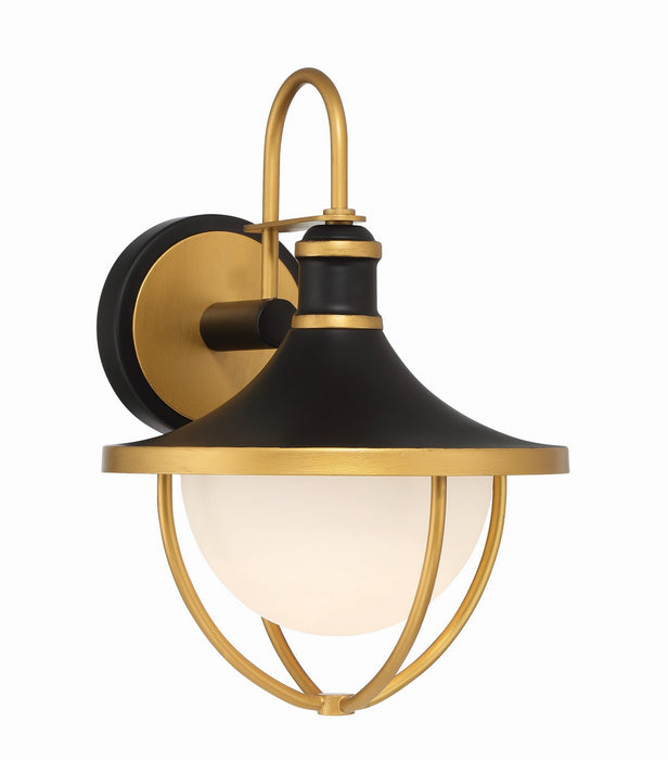 Crystorama ATL-701-MK-TG Atlas One Light Outdoor Wall Sconce Matte Black / Textured Gold Main Image.jpg