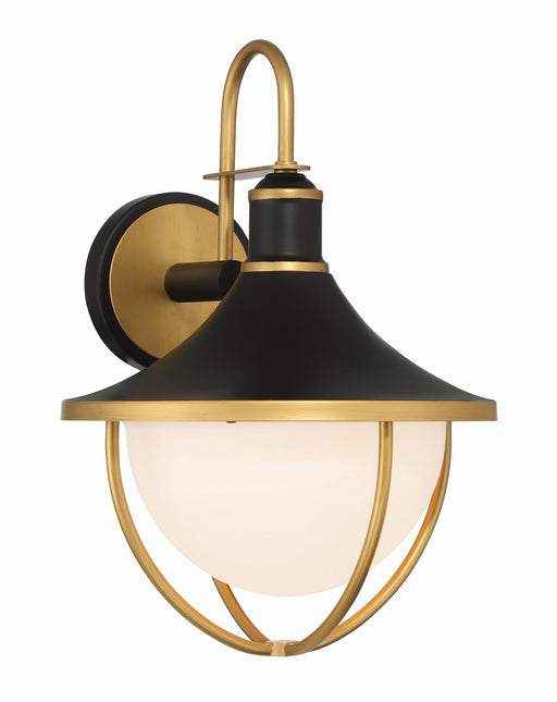Crystorama ATL-702-MK-TG Atlas One Light Outdoor Wall Sconce Matte Black / Textured Gold Main Image.jpg