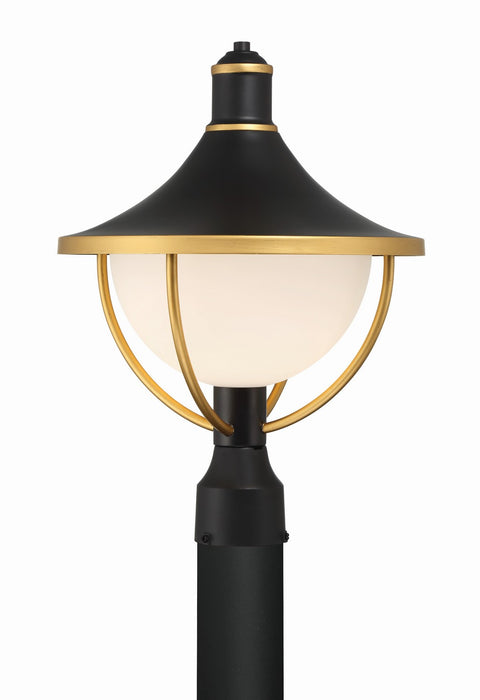 Crystorama ATL-709-MK-TG Atlas One Light Outdoor Post Mount Matte Black / Textured Gold Main Image.jpg
