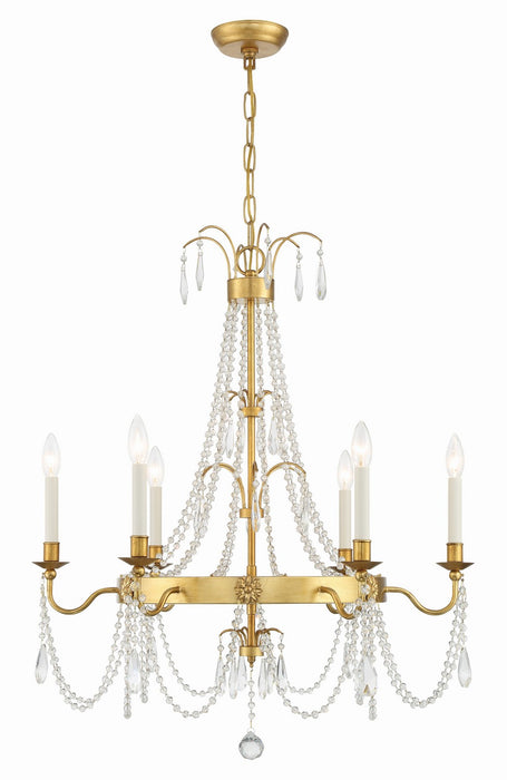 Crystorama MAI-18606-GA Maizey Six Light Chandelier Antique Gold Main Image.jpg