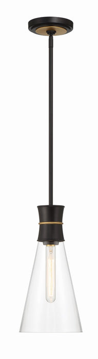 Crystorama QUN-1500-MK-TG Quinn One Light Mini Pendant Matte Black / Textured Gold Main Image.jpg