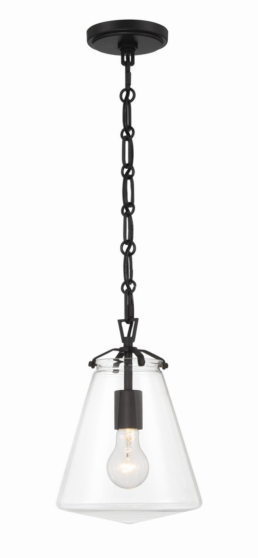 Crystorama VSS-7003-MK Voss One Light Mini Pendant Matte Black Main Image.jpg
