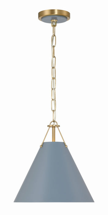 Crystorama XAV-B8301-VG-BL Xavier One Light Mini Pendant Vibrant Gold / Blue Main Image.jpg