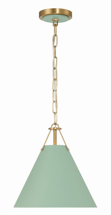 Crystorama XAV-B8301-VG-GR Xavier One Light Mini Pendant Vibrant Gold / Green Main Image.jpg
