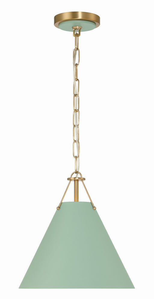 Crystorama XAV-B8301-VG-GR Xavier One Light Mini Pendant Vibrant Gold / Green Main Image.jpg
