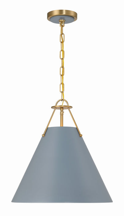 Crystorama XAV-B8305-VG-BL Xavier Three Light Pendant Vibrant Gold / Blue Main Image.jpg
