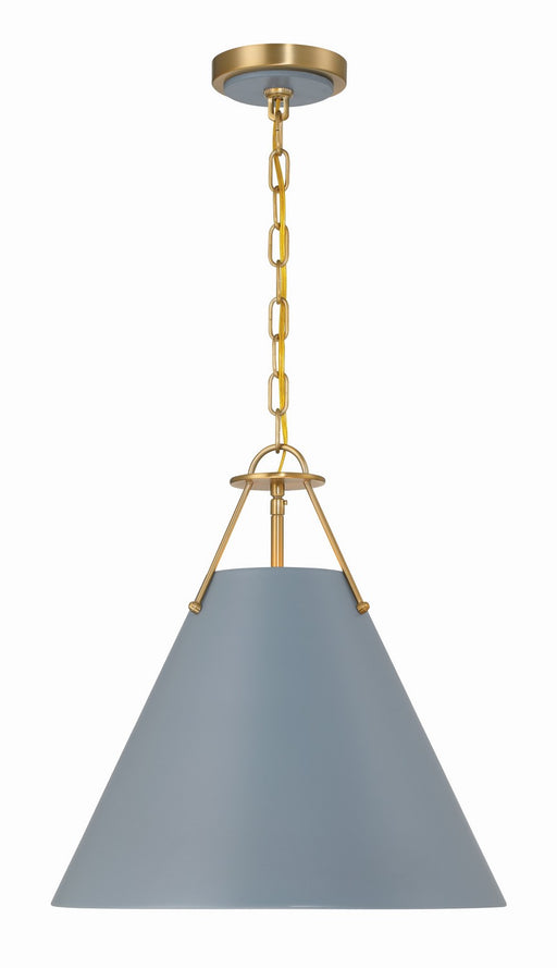 Crystorama XAV-B8305-VG-BL Xavier Three Light Pendant Vibrant Gold / Blue Main Image.jpg