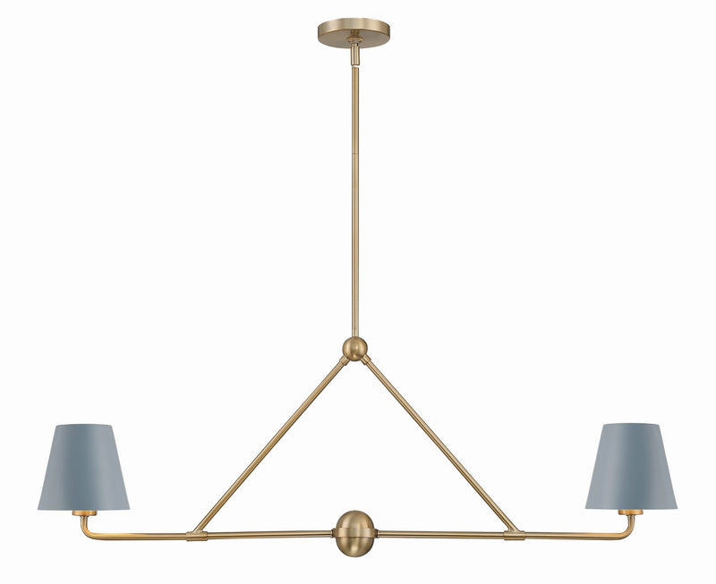 Crystorama XAV-B9302-VG-BL Xavier Two Light Chandelier Vibrant Gold / Blue Main Image.jpg
