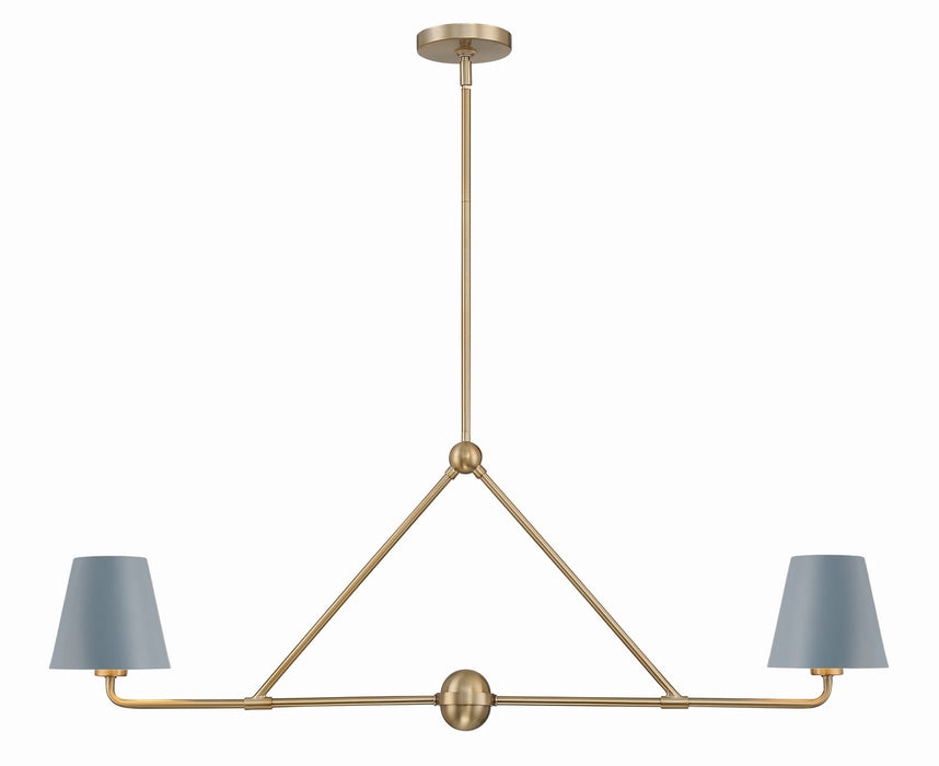Crystorama XAV-B9302-VG-BL Xavier Two Light Chandelier Vibrant Gold / Blue Main Image.jpg