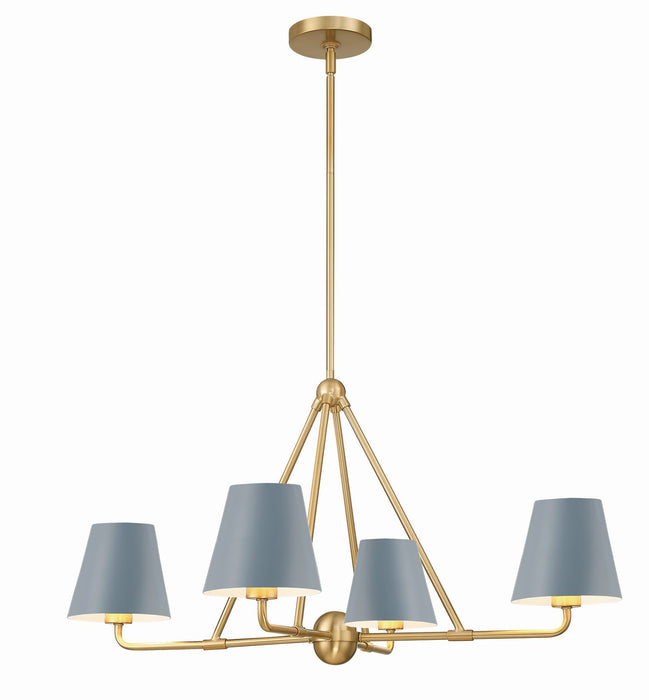 Crystorama XAV-B9304-VG-BL Xavier Four Light Chandelier Vibrant Gold / Blue Main Image.jpg