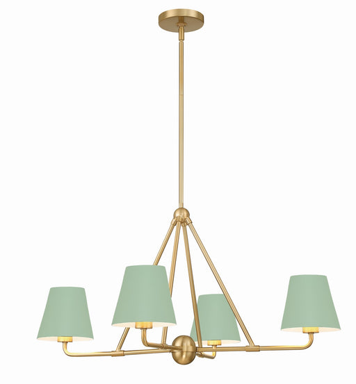 Crystorama XAV-B9304-VG-GR Xavier Four Light Chandelier Vibrant Gold / Green Main Image.jpg