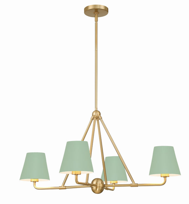 Crystorama XAV-B9304-VG-GR Xavier Four Light Chandelier Vibrant Gold / Green Main Image.jpg