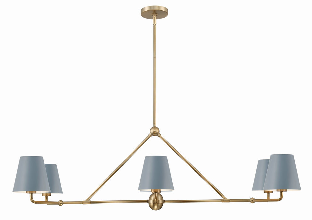 Crystorama XAV-B9306-VG-BL Xavier Six Light Chandelier Vibrant Gold / Blue Main Image.jpg