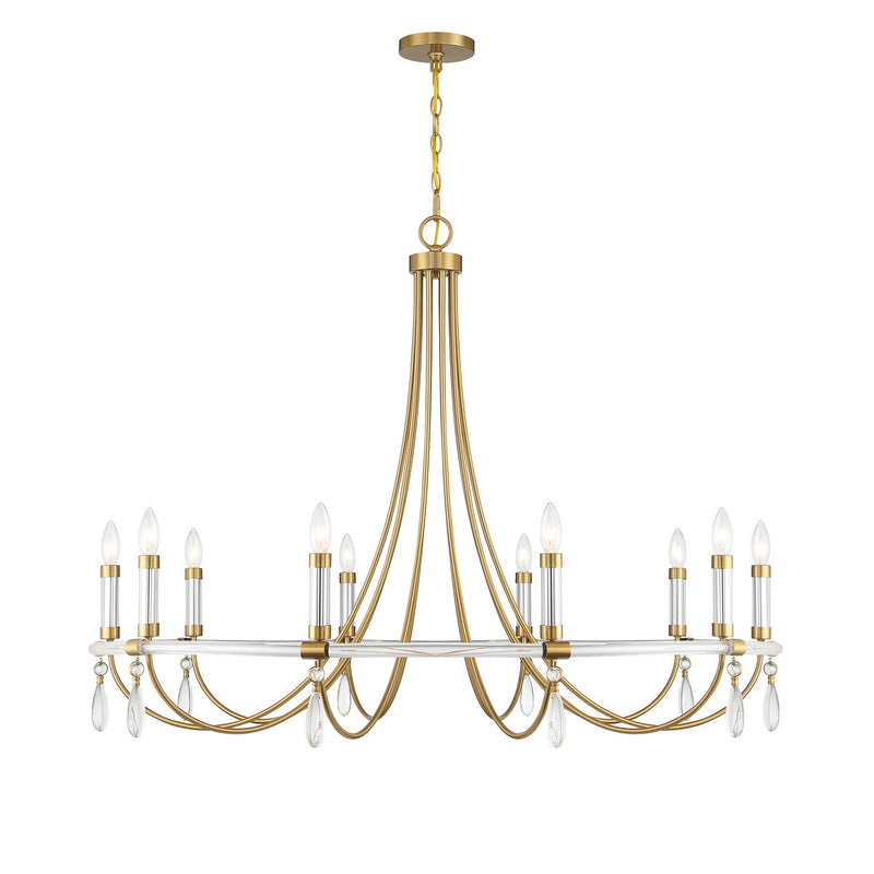 Savoy House 1-7712-10-195 Ten Light Chandelier, Warm Brass/Chrome