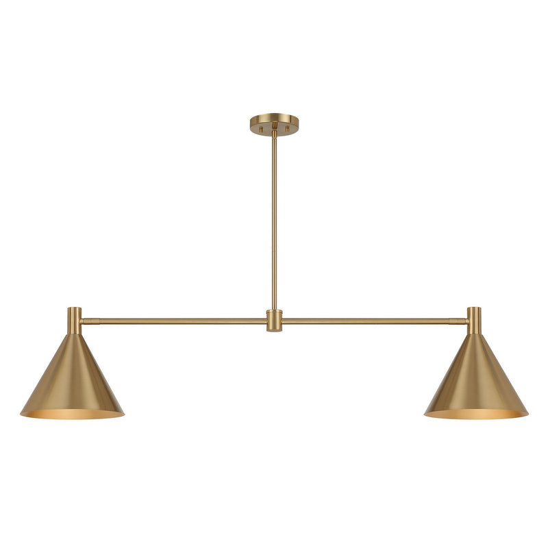 Savoy House 1-8005-2-127 Two Light Linear Chandelier, Noble Brass