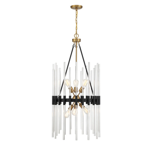 Savoy House 3-1936-6-143 Six Light Pendant, Matte Black w/Warm Brass