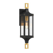 Savoy House 5-275-144 One Light Outdoor Wall Lantern, Matte Black/Weathered Brushed Brass