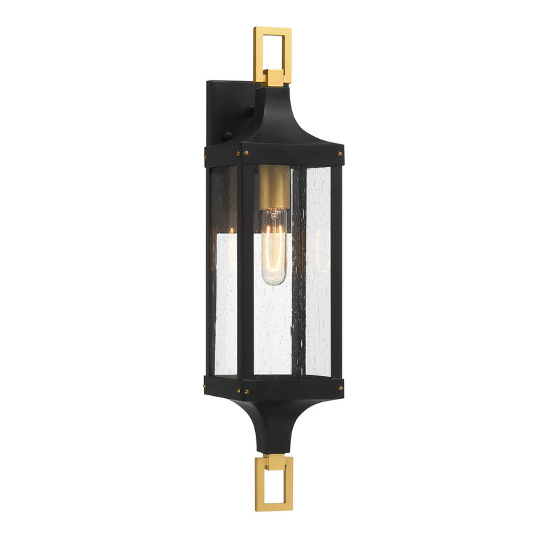 Savoy House 5-276-144 One Light Outdoor Wall Lantern, Matte Black/Weathered Brushed Brass
