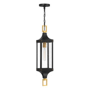 Savoy House 5-277-144 One Light Outdoor Hanging Lantern, Matte Black/Weathered Brushed Brass