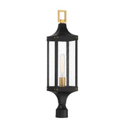 Savoy House 5-278-144 One Light Outdoor Post Lantern, Matte Black/Weathered Brushed Brass