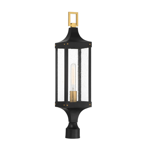 Savoy House 5-278-144 One Light Outdoor Post Lantern, Matte Black/Weathered Brushed Brass
