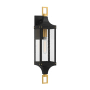 Savoy House 5-279-144 One Light Outdoor Wall Lantern, Matte Black/Weathered Brushed Brass