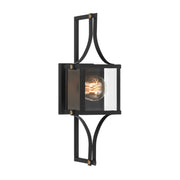Savoy House 5-473-144 One Light Outdoor Wall Lantern, Matte Black/Weathered Brushed Brass