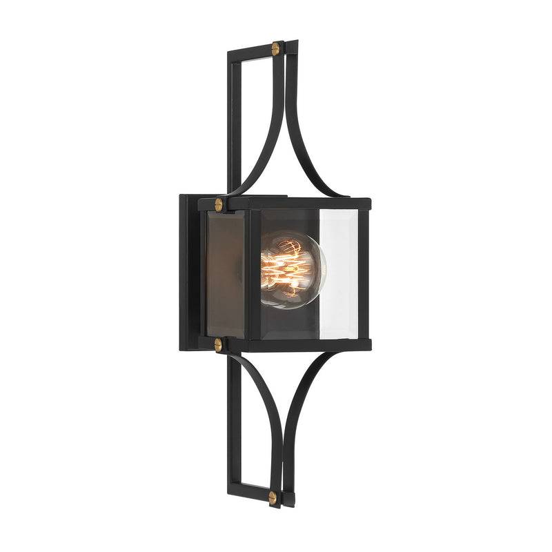 Savoy House 5-473-144 One Light Outdoor Wall Lantern, Matte Black/Weathered Brushed Brass