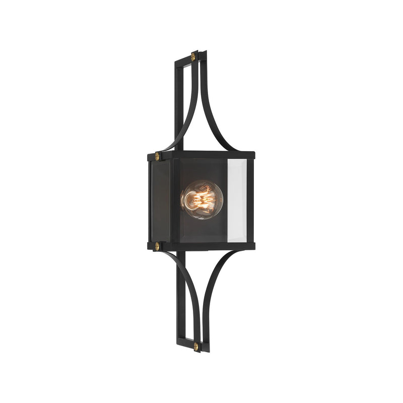 Savoy House 5-474-144 One Light Outdoor Wall Lantern, Matte Black/Weathered Brushed Brass