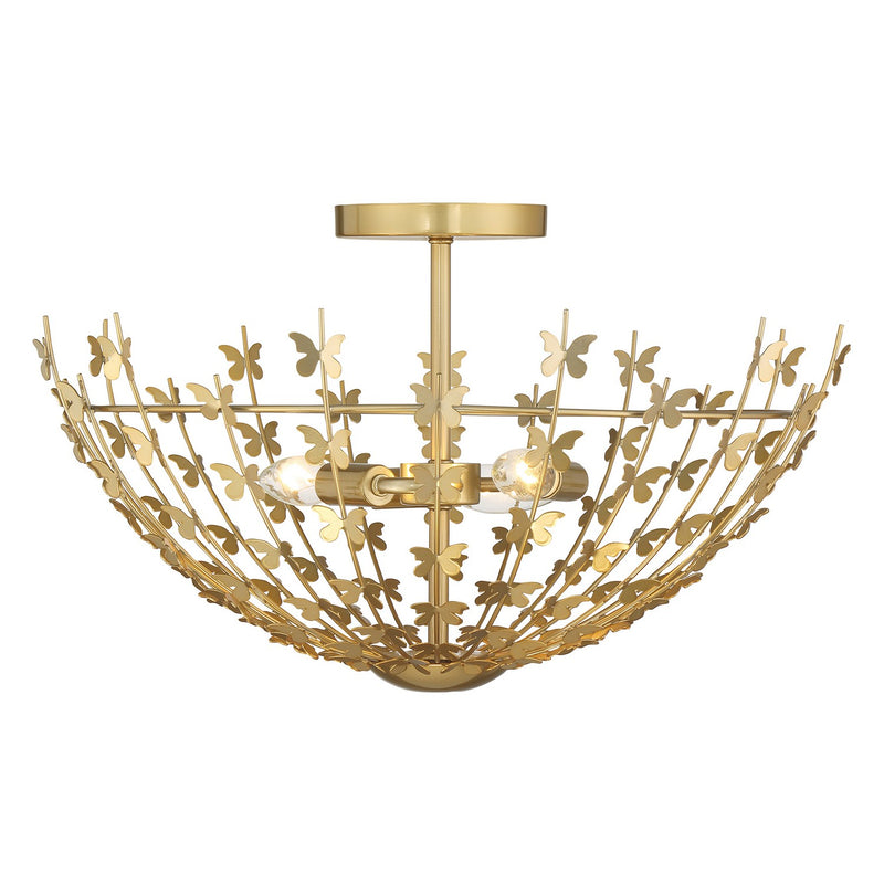 Savoy House 6-4198-3-171 Three Light Semi-Flush Mount, Burnished Brass