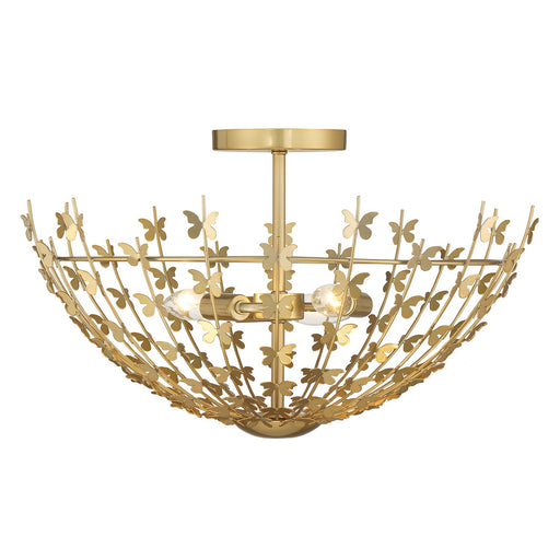 Savoy House 6-4198-3-171 Three Light Semi-Flush Mount, Burnished Brass