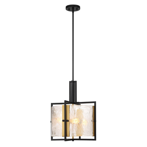 Savoy House 7-1699-3-143 Three Light Pendant, Matte Black w/Warm Brass