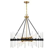 Savoy House 7-1937-8-143 Eight Light Pendant, Matte Black w/Warm Brass