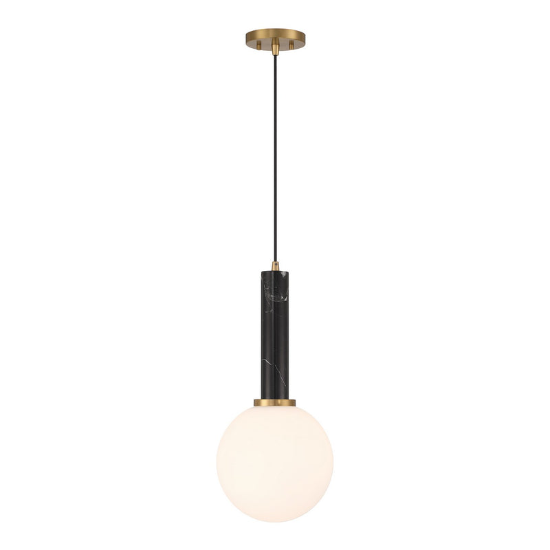Savoy House 7-2902-1-263 One Light Pendant, Black Marble w/Warm Brass